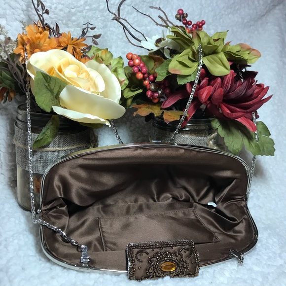 J . Loren matching clutch. Brown with crystals - Picture 3 of 5